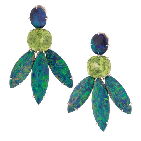 Spring V opal earrings